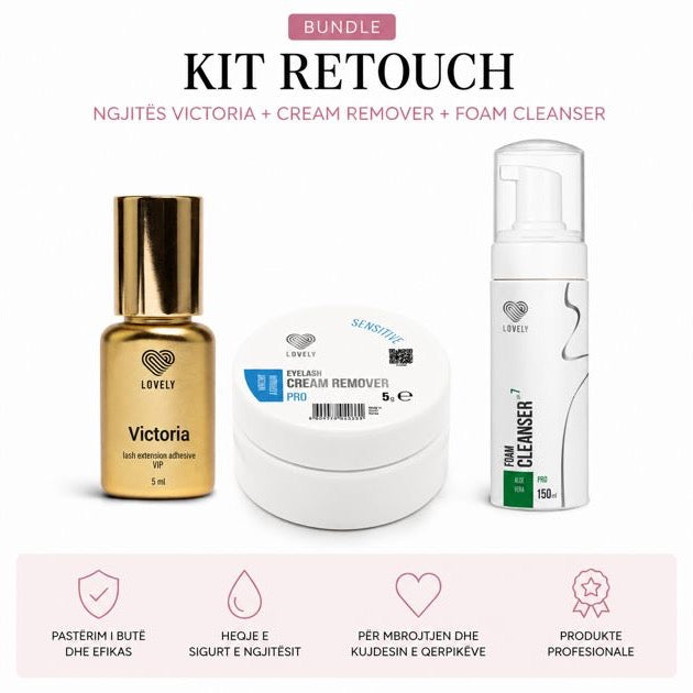 Kit Retouch — Ngjitës Victoria + Cream Remover + Foam Cleanser, bundle Lovely me ulje